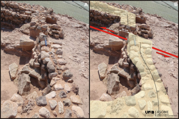 La actividad sísmica ha dejado huella. El desplazamiento de los muros, combinado con el momento en el que se construyeron los edificios, revela un deslizamiento de 0.03 mm/año de la falla de Alhama.